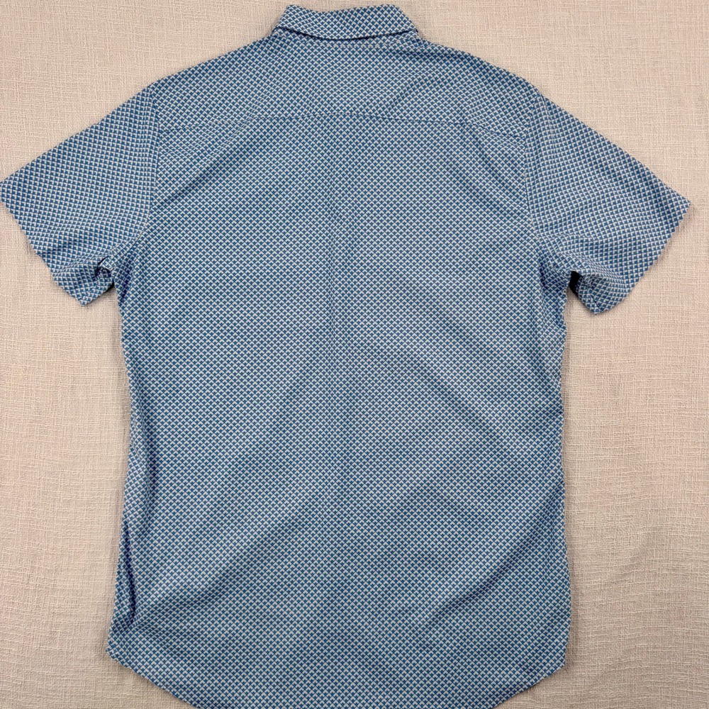 Bonobos Slim Fit Long Short Sleeve Button Down Shirt Blue Geometric Tile Mens L - Picture 6 of 11